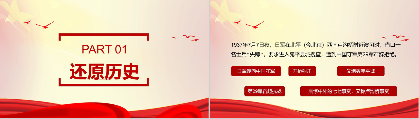 党政汇报抗日战争胜利74周年纪念日PPT模板-3
