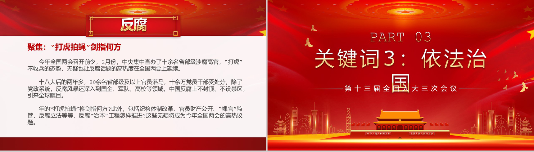 关注2020全国两会热点主题内容PPT模板-4