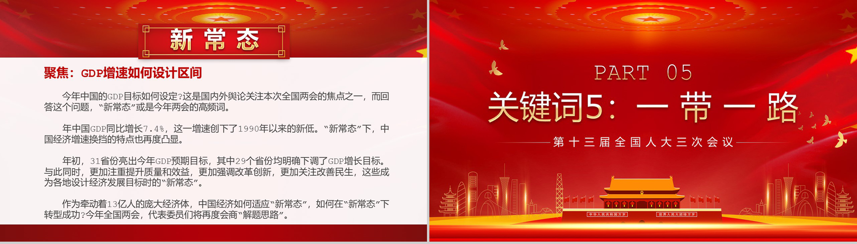 关注2020全国两会热点主题内容PPT模板-6