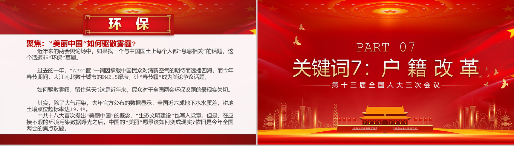 关注2020全国两会热点主题内容PPT模板-8