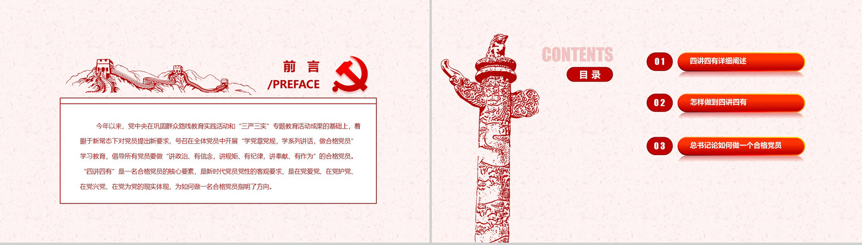 精美大气践行四讲四有做合格党员PPT模板-2
