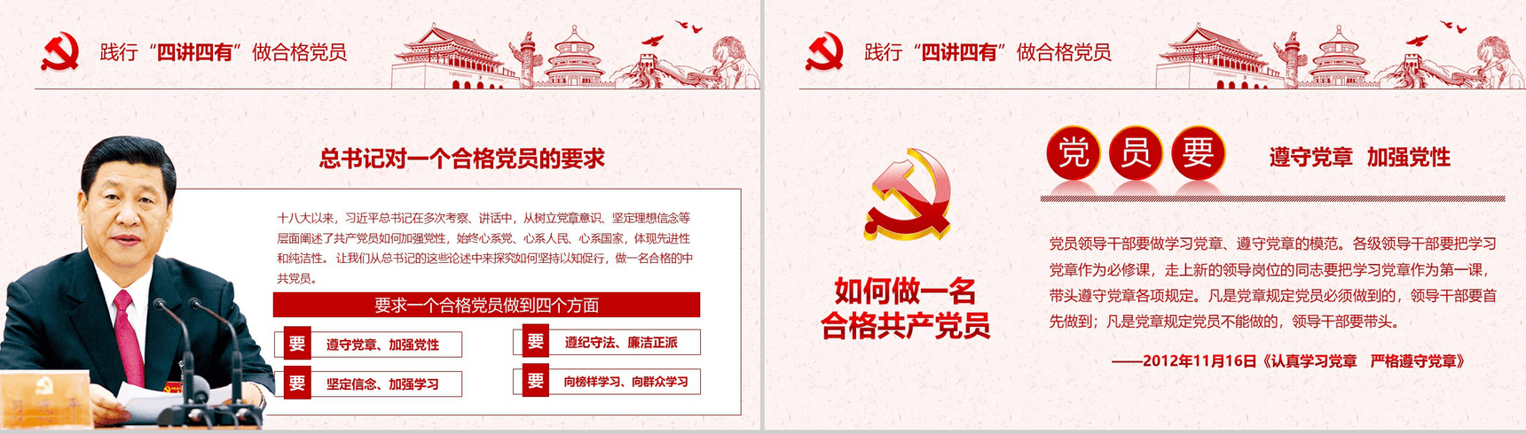 精美大气践行四讲四有做合格党员PPT模板-18