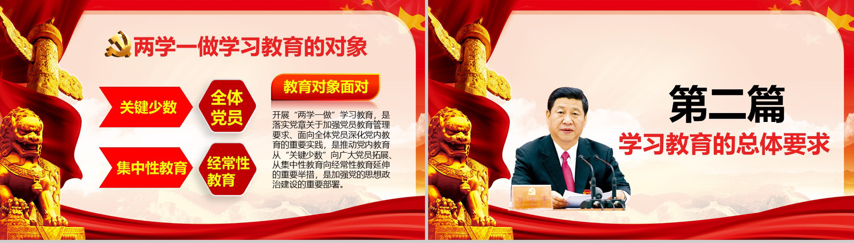 两学一做学习党章党规教育专题PPT模板-5