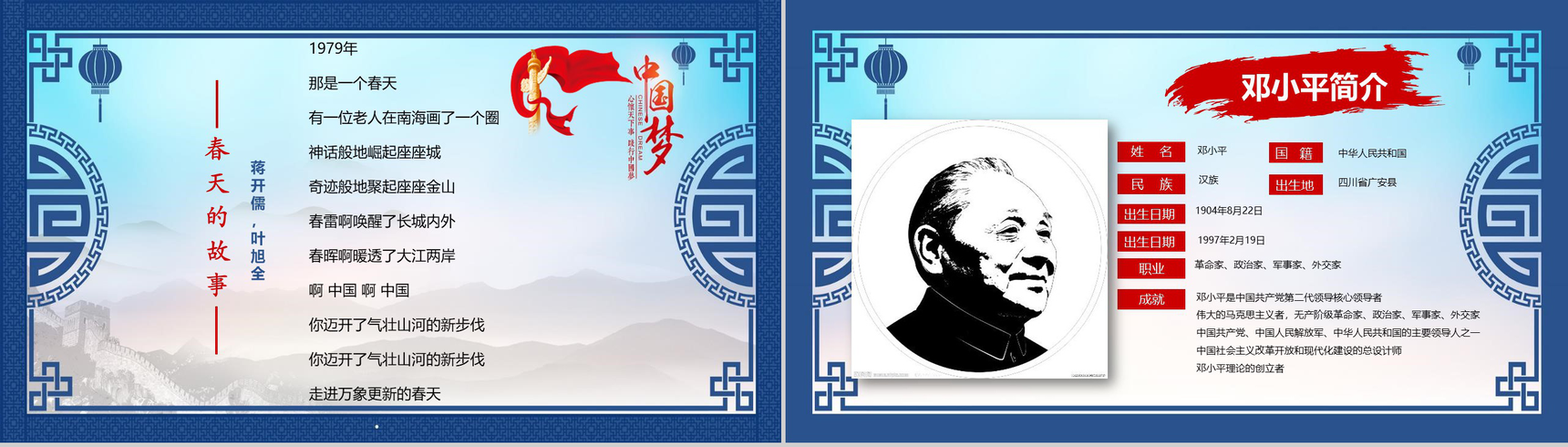 中国风纪念改革开放40周年改革PPT模板-2