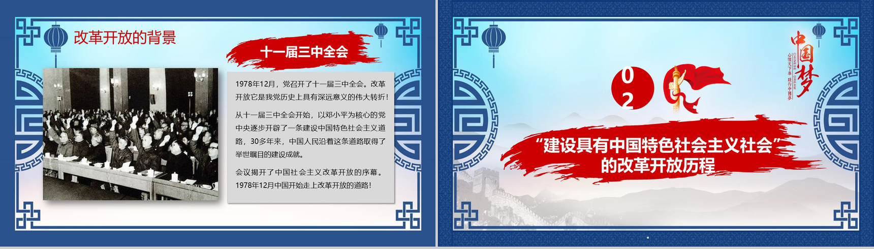 中国风纪念改革开放40周年改革PPT模板-4