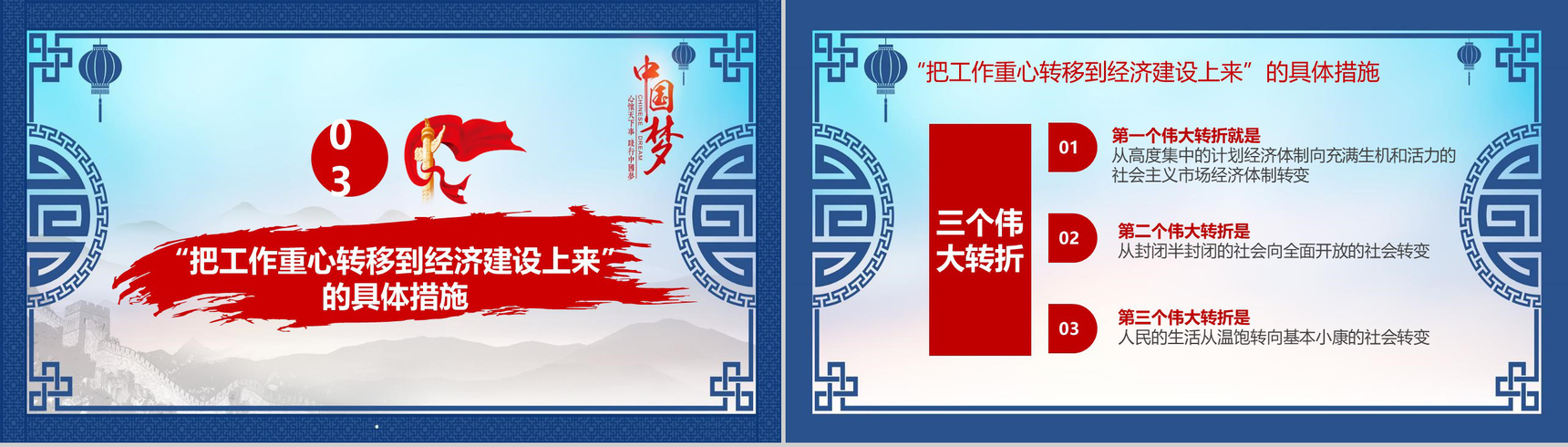 中国风纪念改革开放40周年改革PPT模板-7