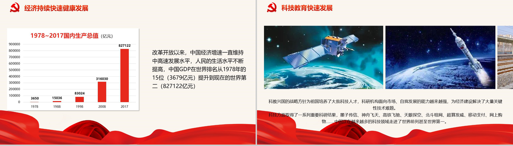 五星红旗纪念改革开放40周年改革PPT模板-11