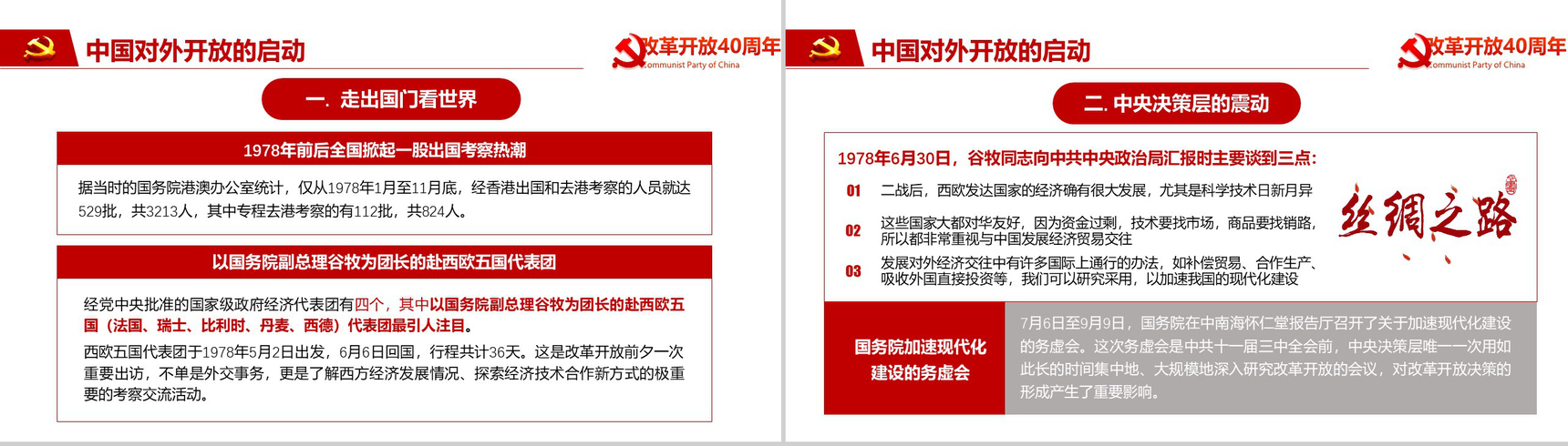 金红色动态纪念改革开放40周年改革PPT模板-8