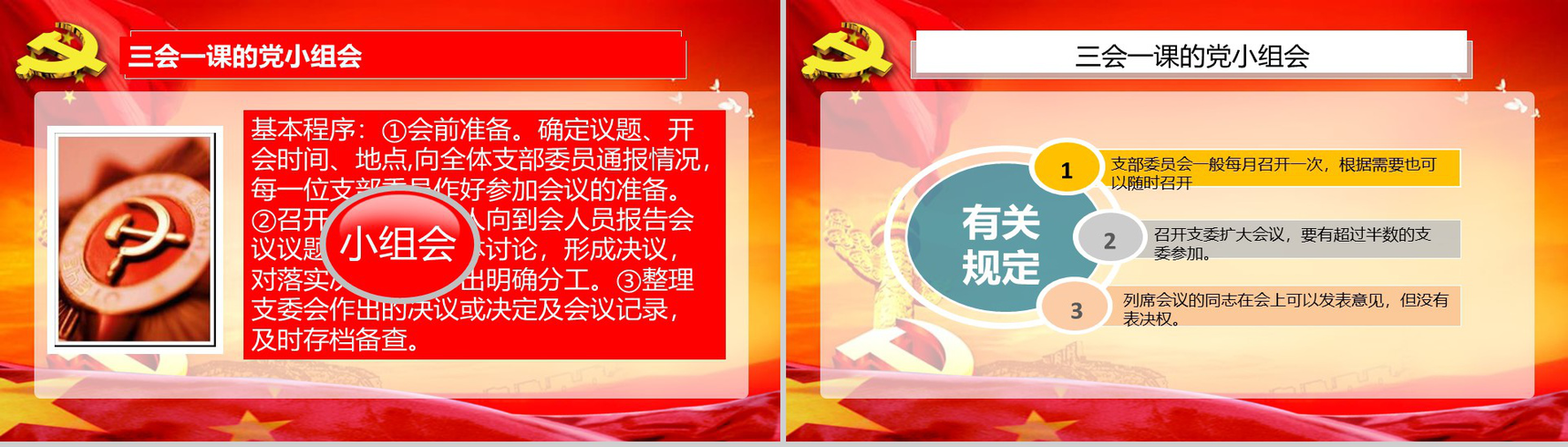 认真执行中央的三会一课党建内容PPT模板-6