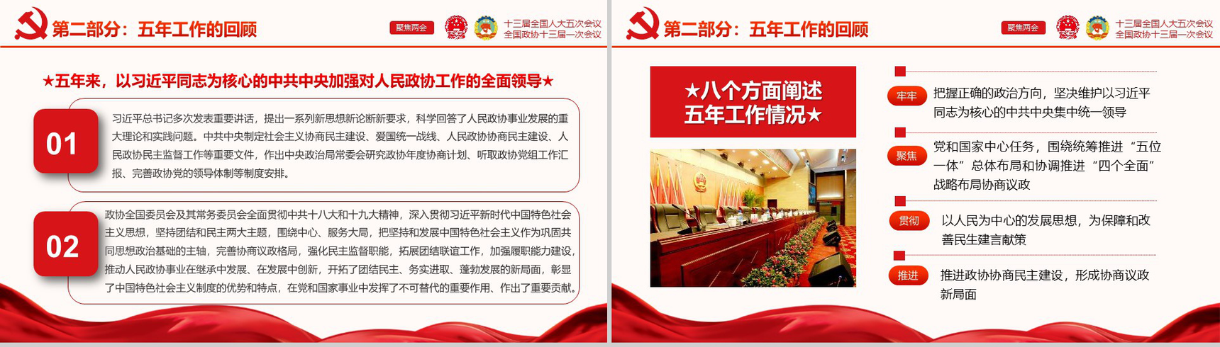 大气红色党建党课聚焦两会学习强国PPT模板-6
