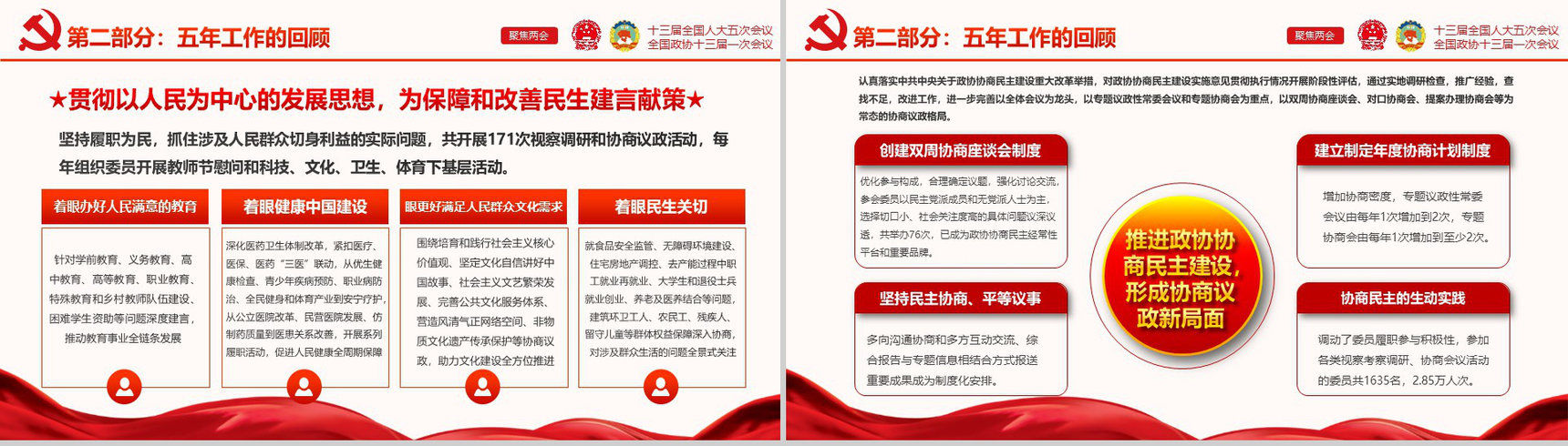 大气红色党建党课聚焦两会学习强国PPT模板-11