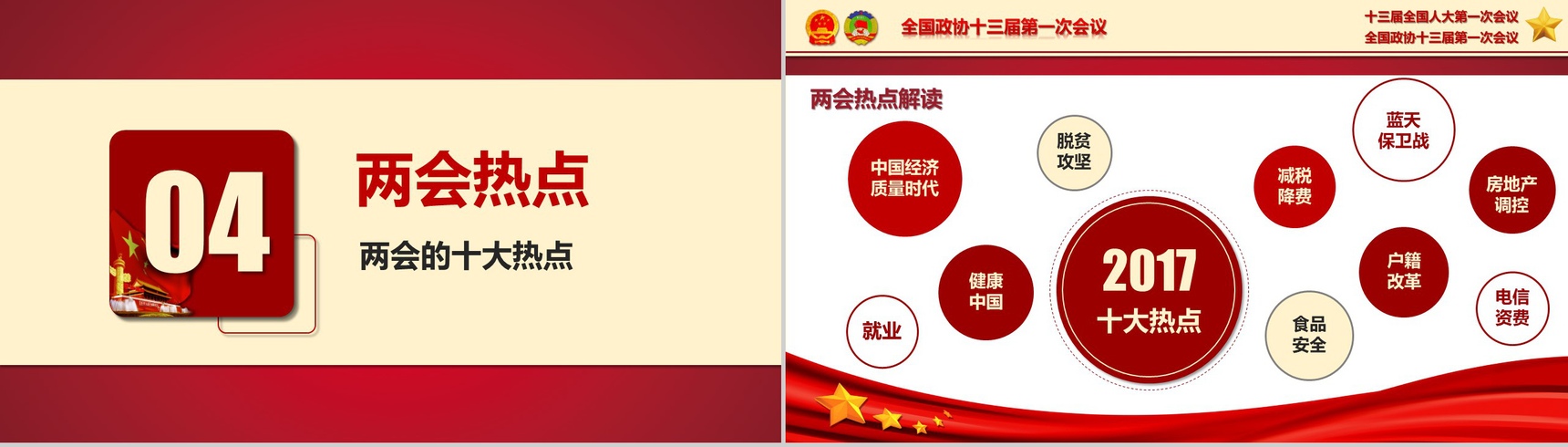 聚焦2018全国两会热点解读政府党建PPT模板-13