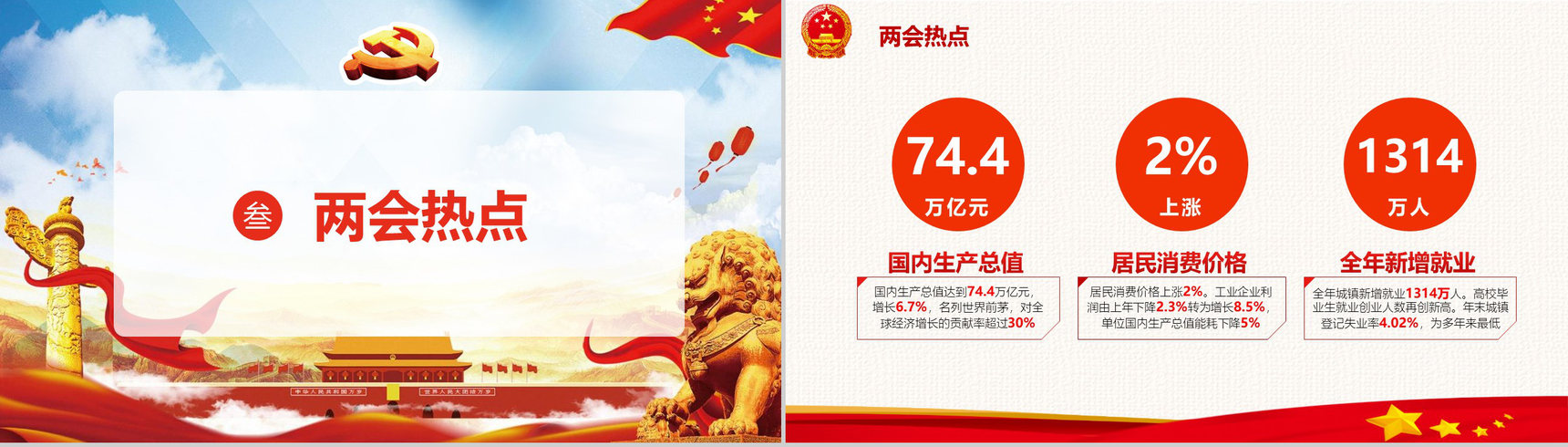 聚焦全国两会政府党建党课学习PPT模板-7