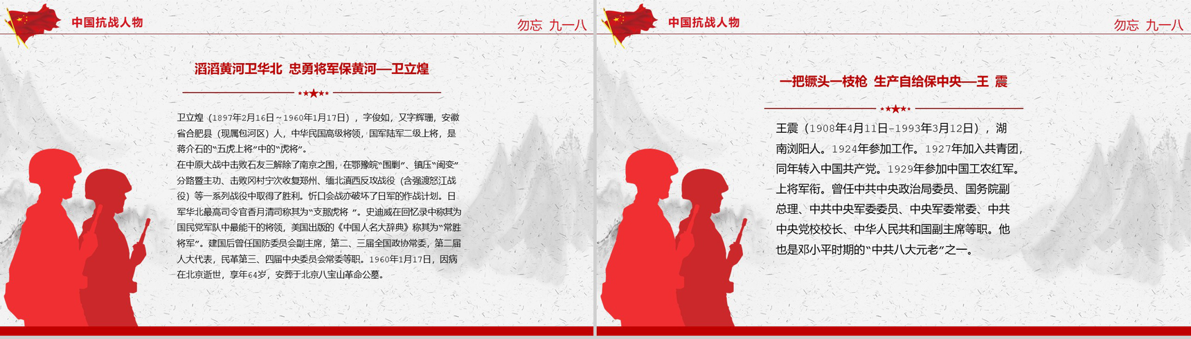 中国风系列勿忘九一八抗战胜利74周年PPT模板-11