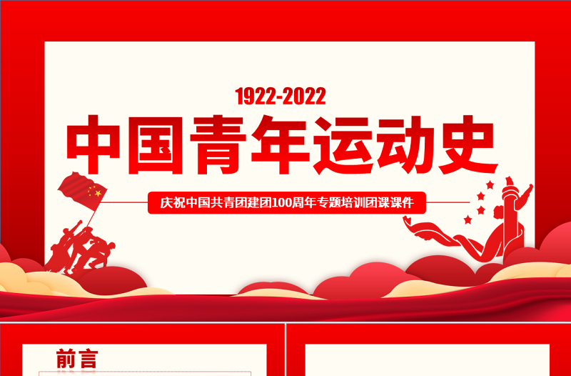 中国青年运动史PPT精美大气风五四以来党领导下的青年运动的光辉历程专题团课
