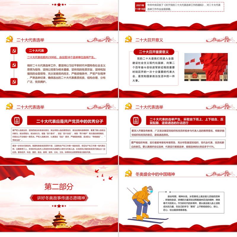 青春献礼二十大强国有我新征程PPT红色大气风2022年迎接学习宣传党的二十大主题宣传教育课件模板