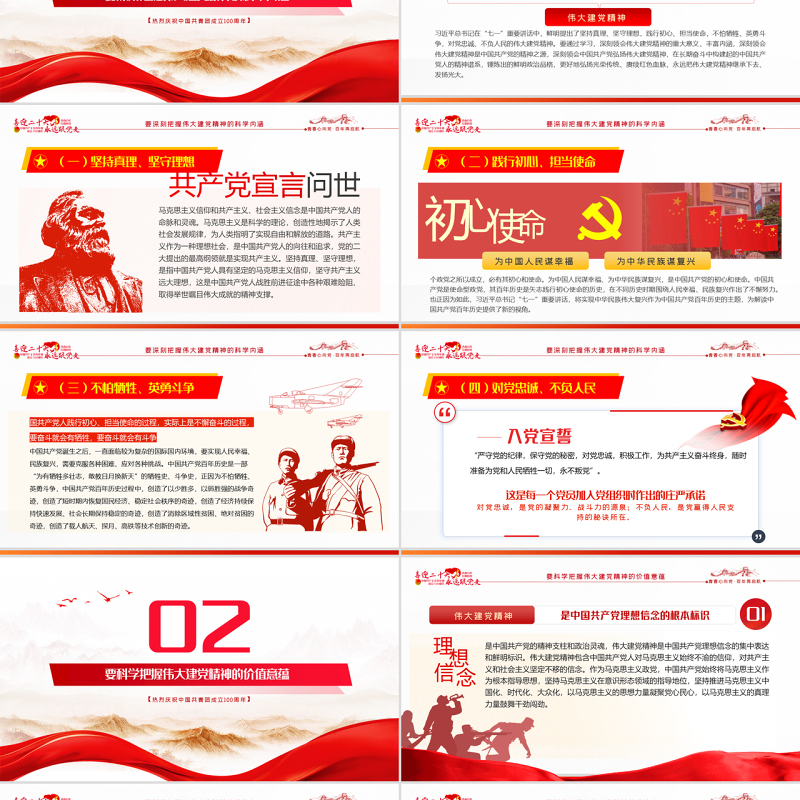 继承和弘扬伟大建党精神PPT2022团课团支部团委大学共青团团员培训专题课件模板