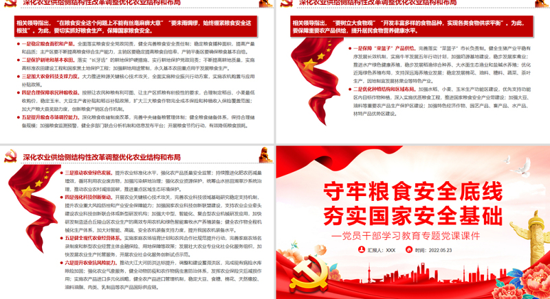 守牢粮食安全底线夯实国家安全基础PPT红色党政风党员干部学习教育专题党课课件