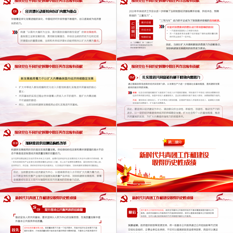 永远跟党走喜迎二十大PPT党建风深刻领悟中国共青团的百年奋斗征程和历史启示专题课件模板