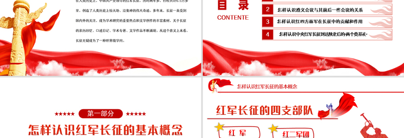 长征精神永放光芒PPT党政风热烈庆祝中国共产党成立101周年党史教育专题党课课件模板