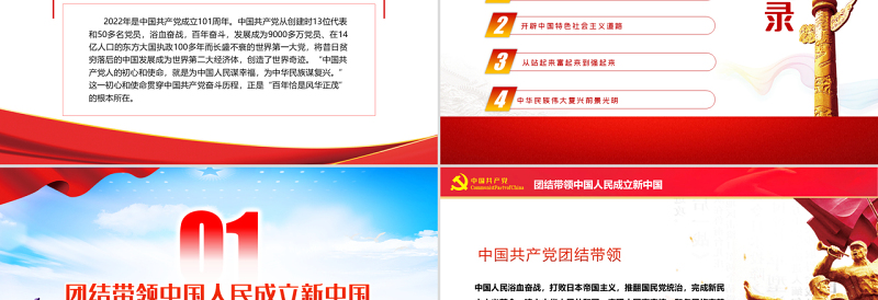 迎七一重温党史PPT红色党政风热烈庆祝中国共产党建党101周年专题党课课件模板