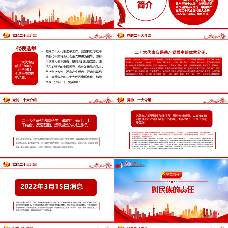 迎接二十大之中国共产党的历史责任PPT红色精品热烈庆祝中国共产党建党101周年专题党课课件模板