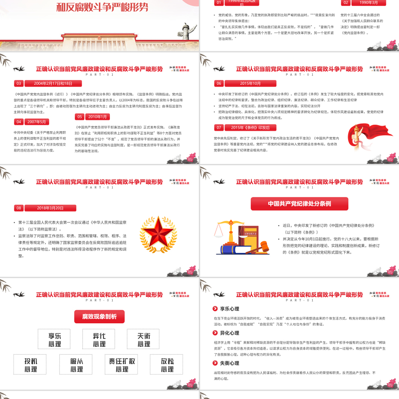 加强党性修养坚持廉洁从政PPT简约风反腐倡廉党风廉政专题微党课课件模板