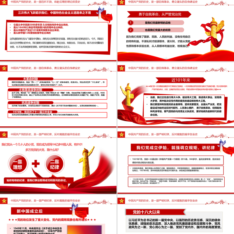 重温辉煌党史践行初心使命PPT党政风热烈庆祝中国共产党成立101周年党史教育专题党课课件模板