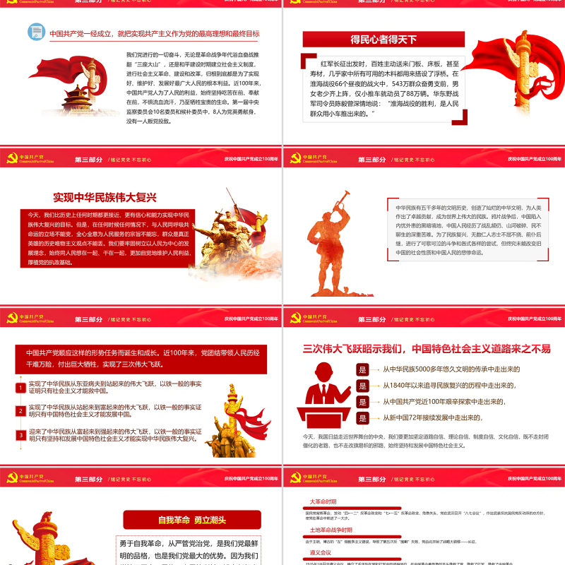 铭记党史不忘初心PPT红色党政风热烈庆祝中国共产党成立101周年专题党课课件模板