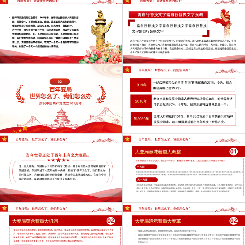 百年恰是风华正茂PPT红色党政风热烈庆祝中国共产党成立101周年专题党课课件模板