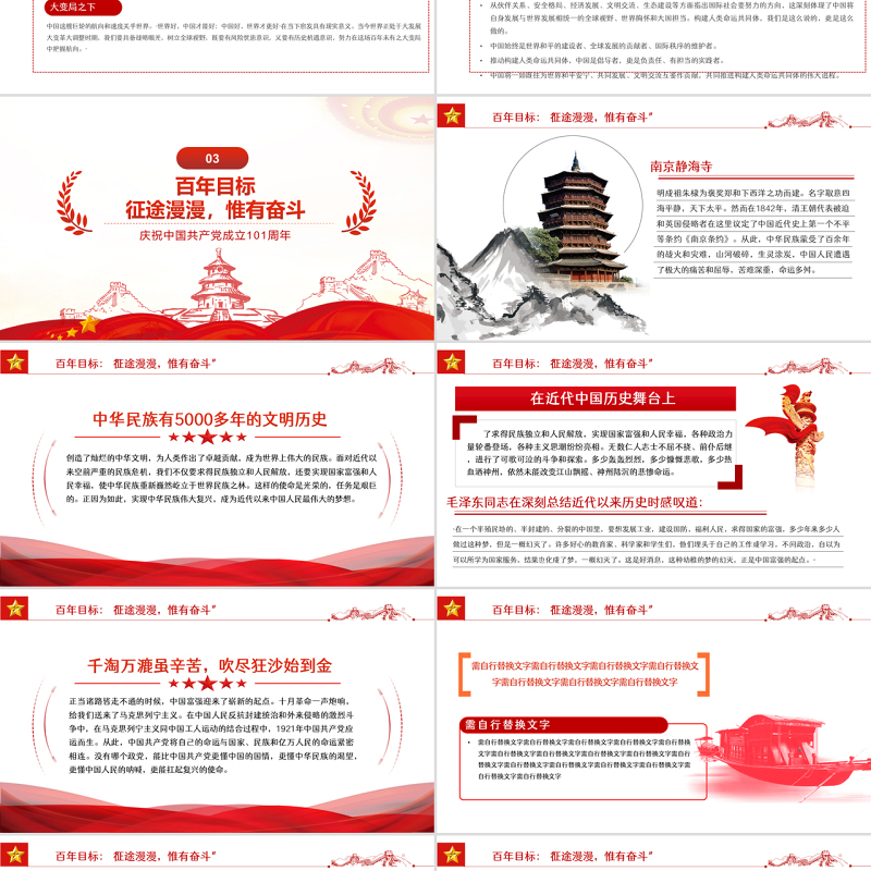 百年恰是风华正茂PPT红色党政风热烈庆祝中国共产党成立101周年专题党课课件模板