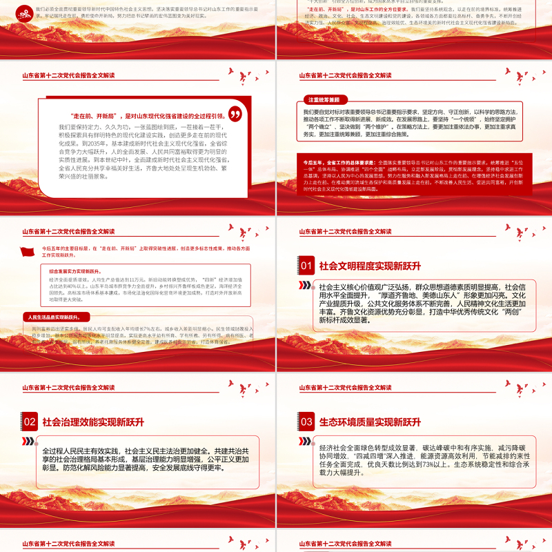 红色党建风中国共产党山东省第十二次代表大会专题党课PPT课件模板
