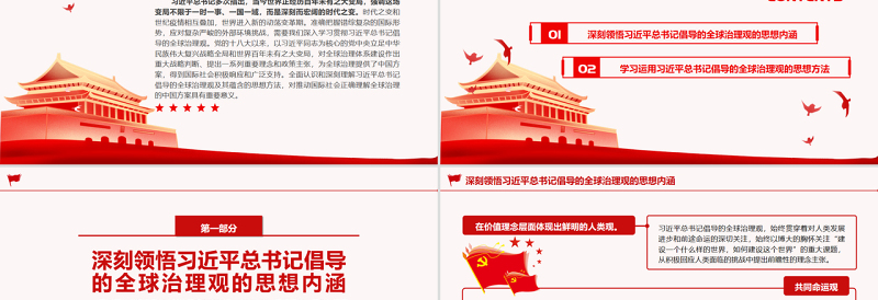 深入学习贯彻习近平总书记倡导的全球治理观PPT党政风党员干部学习教育专题党课