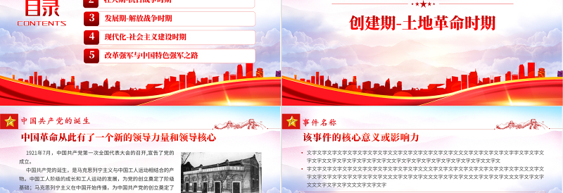 中国人民解放军军史PPT党政大气风热烈庆祝中国人民解放军建军95周年专题党课课件模板