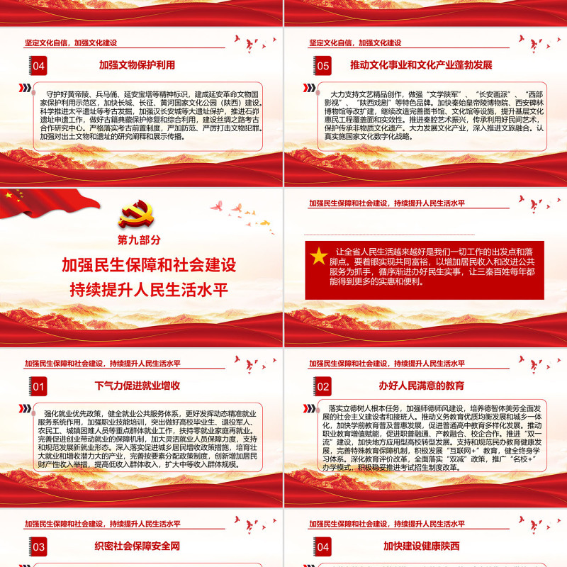红色党建风中国共产党陕西省第十四次代表大会专题党课PPT课件模板