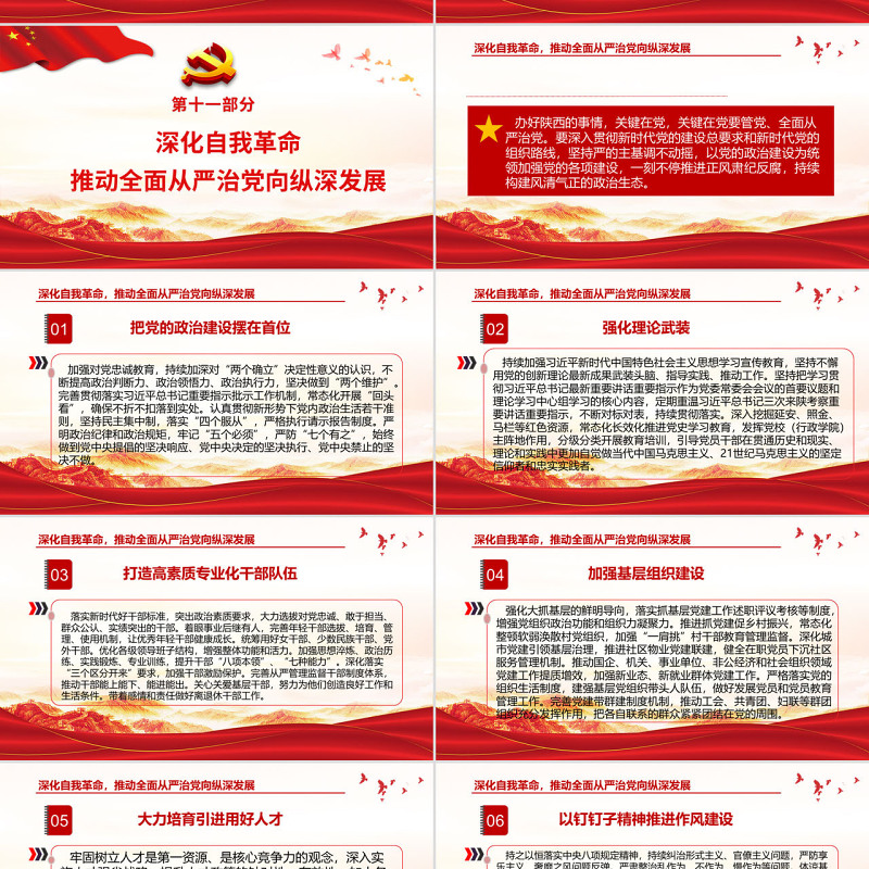 红色党建风中国共产党陕西省第十四次代表大会专题党课PPT课件模板