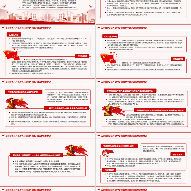 深入学习贯彻习近平总书记倡导的全球治理观PPT党政风党员干部学习教育专题党课