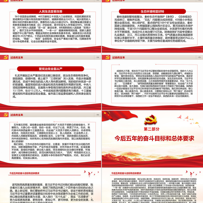 红色党建风中国共产党陕西省第十四次代表大会专题党课PPT课件模板