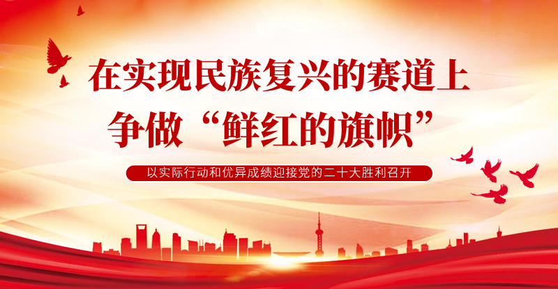 在实现民族复兴的赛道上争做鲜红的旗帜PPT红色党政风以实际行动和优异成绩迎接党的二十大胜利召开专题党课课件模板