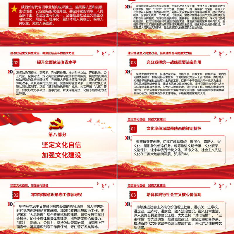 红色党建风中国共产党陕西省第十四次代表大会专题党课PPT课件模板