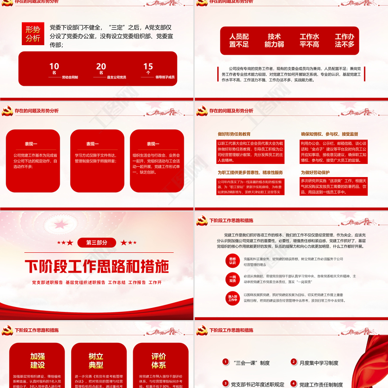 2022年中基层党建党政工作总结汇报PPT红色精品党政机关党建年中工作总结汇报专题党课课件